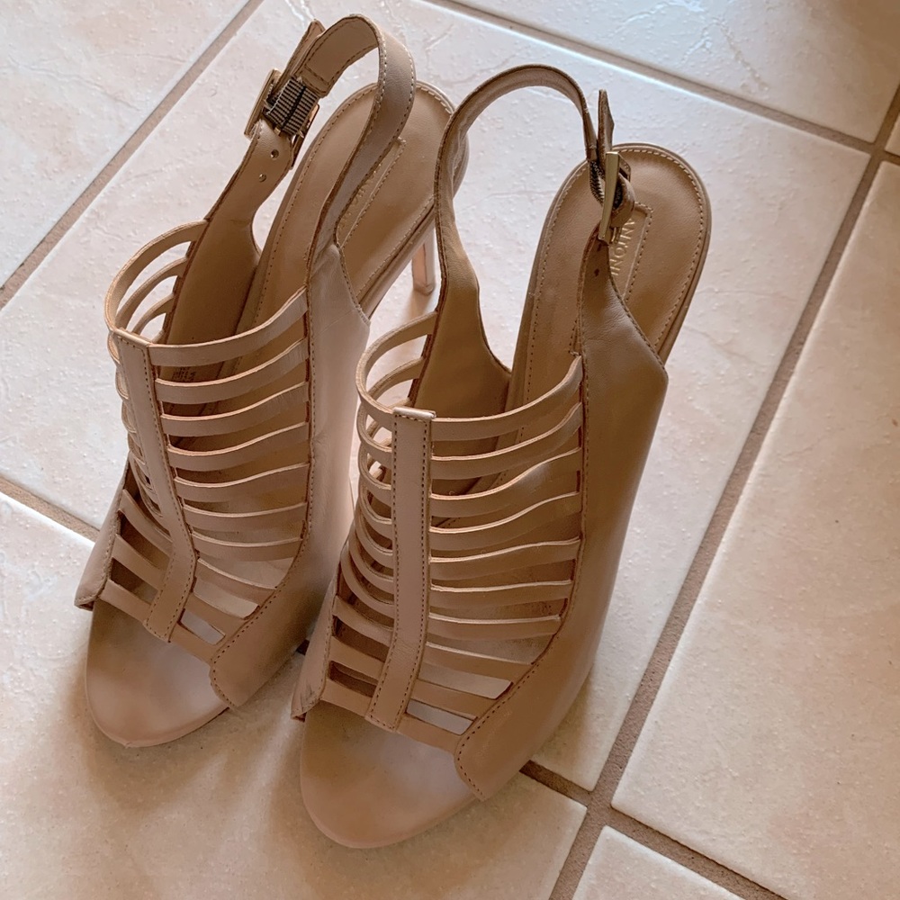 ANTONIO MELANI NUDE PEARTA CAGED HEELS